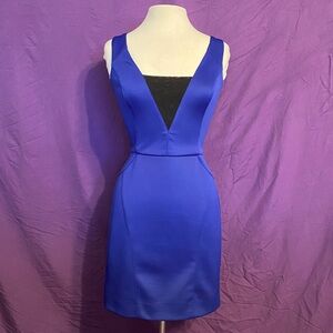 Betsey Johnson Cobalt Blue V-Neck Mini Dress. Size 4.